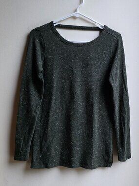 LOFT Green/Gray Speckled Scoop Neck Sweater Size XS